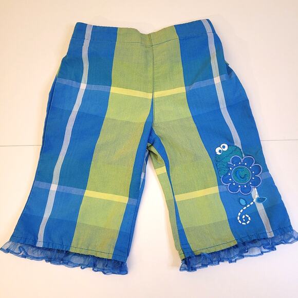 70s Style Sesame Street Cookie Monster Pants 12M Blue Green Striped Baby Toddler - Picture 1 of 9